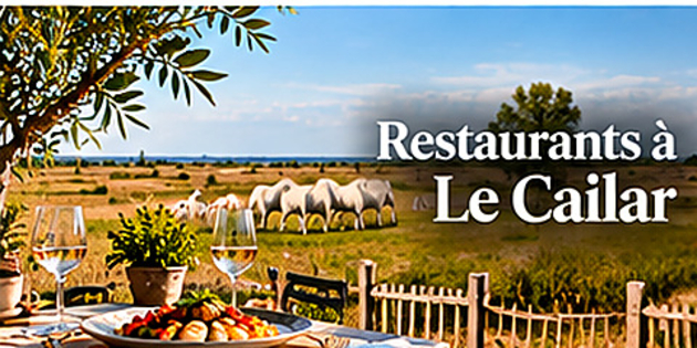 Illustration d'une table de restaurant aux accents camarguais pour Le Cailar